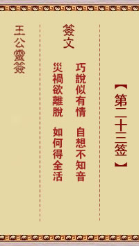 王公灵签 第23签：巧说似有情、自想不知音